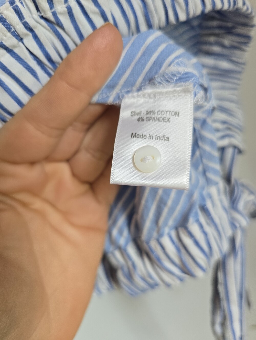 Evereve Vela Bluestripe Contrast Stripe Muscle Cotton Poplin Top Shirt SZ Small - Picture 10 of 12